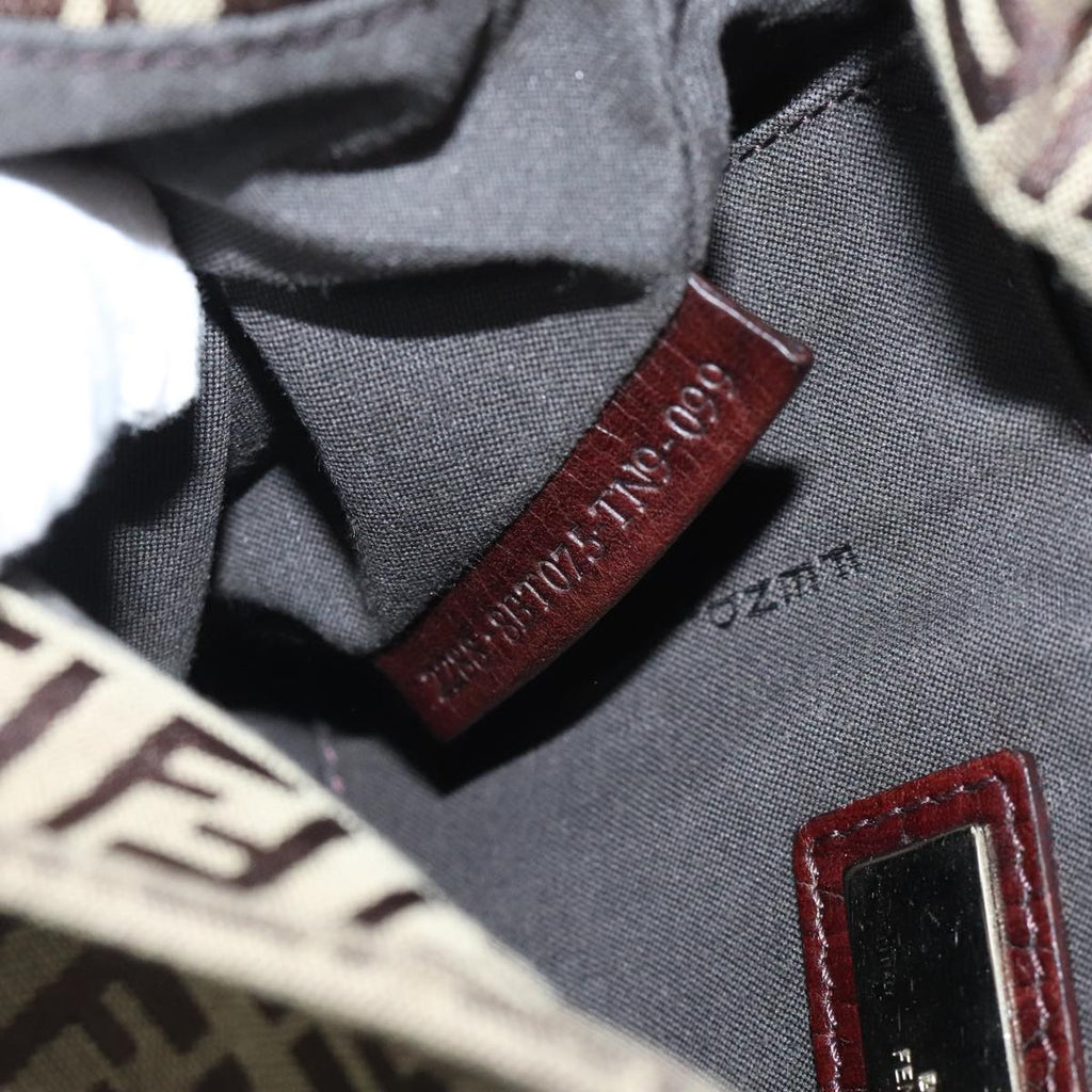 FENDI Zucchino Canvas Shoulder Bag Beigeyk15249