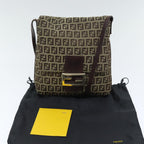 FENDI Zucchino Canvas Shoulder Bag Beigeyk15249
