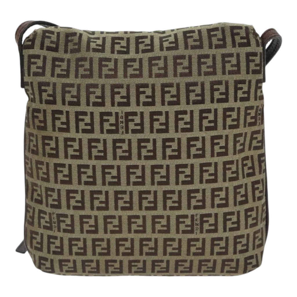 FENDI Zucchino Canvas Shoulder Bag Beigeyk15249