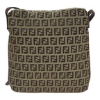 FENDI Zucchino Canvas Shoulder Bag Beigeyk15249