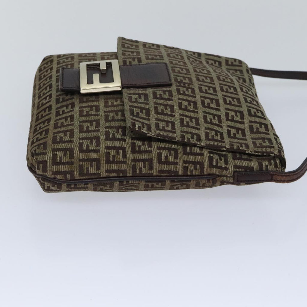 FENDI Zucchino Canvas Shoulder Bag Beigeyk15249