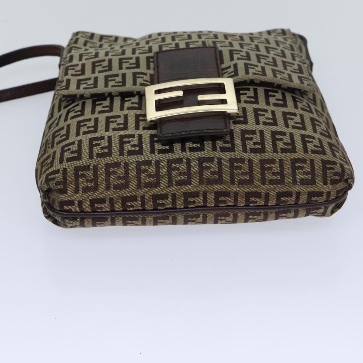 FENDI Zucchino Canvas Shoulder Bag Beigeyk15249
