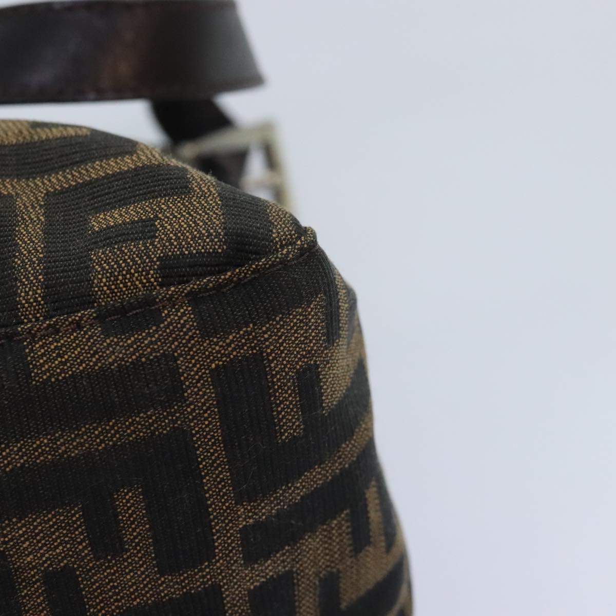 FENDI Zucca Canvas Mamma Baguette Shoulder Bag Brown Black Silveryk15310A