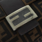 FENDI Zucca Canvas Mamma Baguette Shoulder Bag Brown Black Silveryk15310A