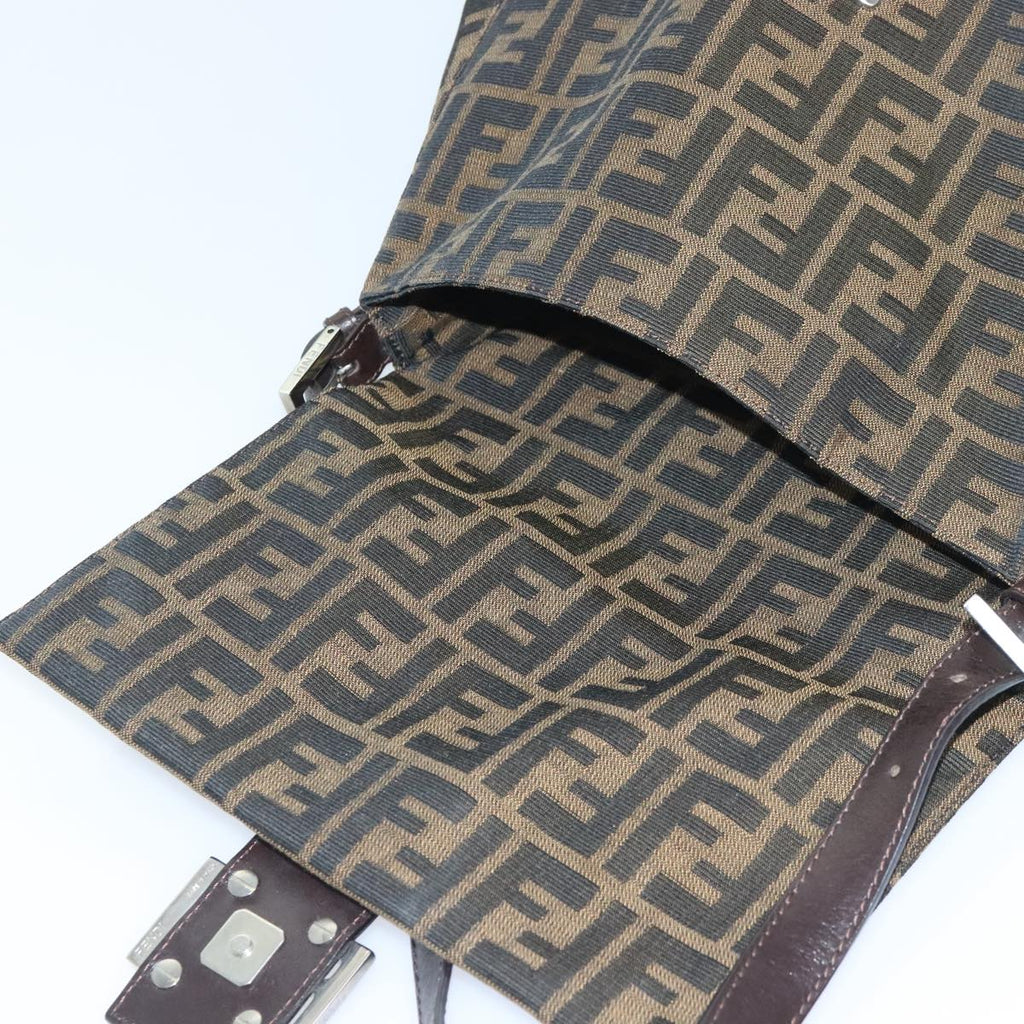 FENDI Zucca Canvas Mamma Baguette Shoulder Bag Brown Black Silveryk15310A