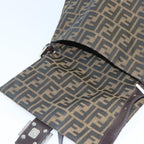 FENDI Zucca Canvas Mamma Baguette Shoulder Bag Brown Black Silveryk15310A