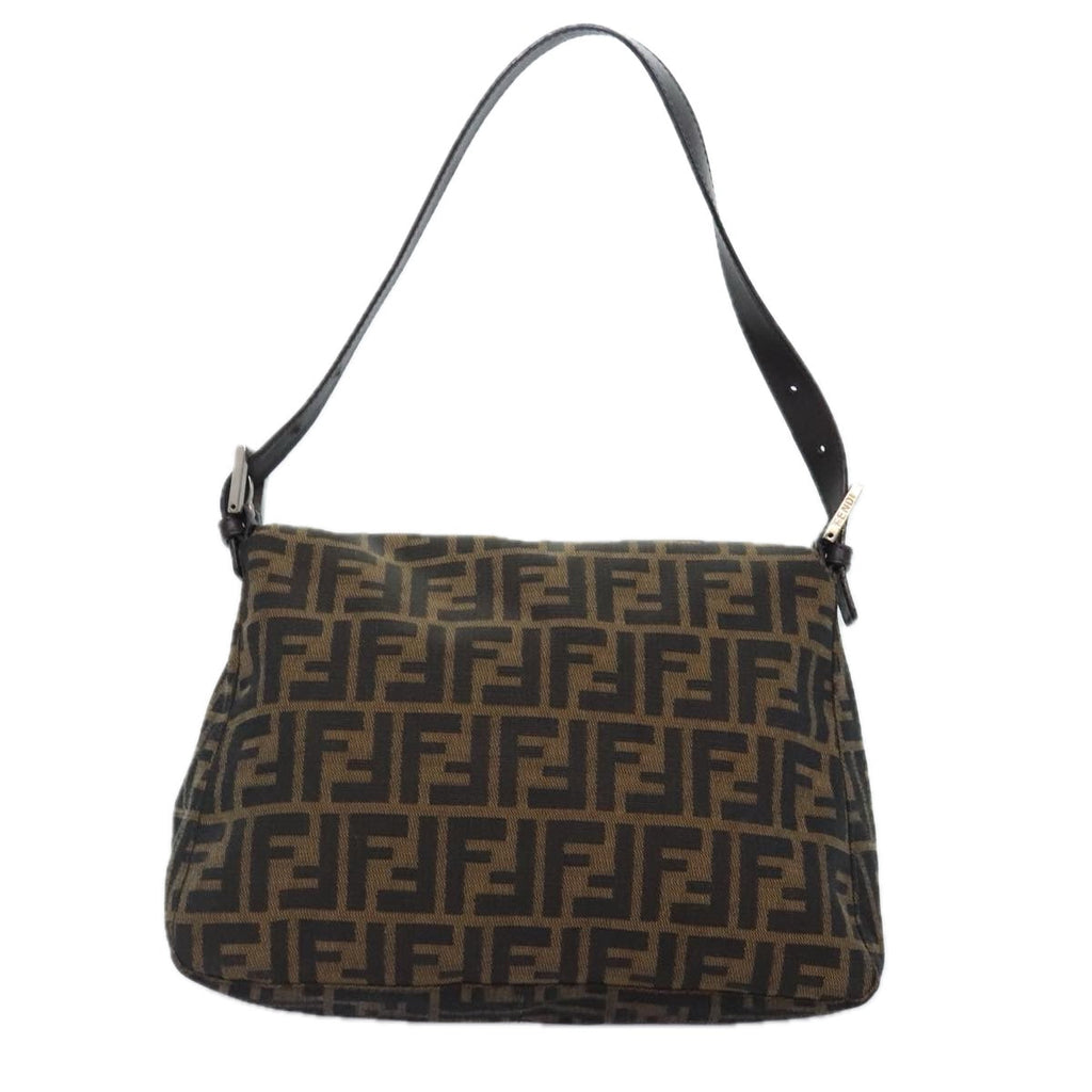 FENDI Zucca Canvas Mamma Baguette Shoulder Bag Brown Black Silveryk15310A