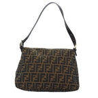FENDI Zucca Canvas Mamma Baguette Shoulder Bag Brown Black Silveryk15310A