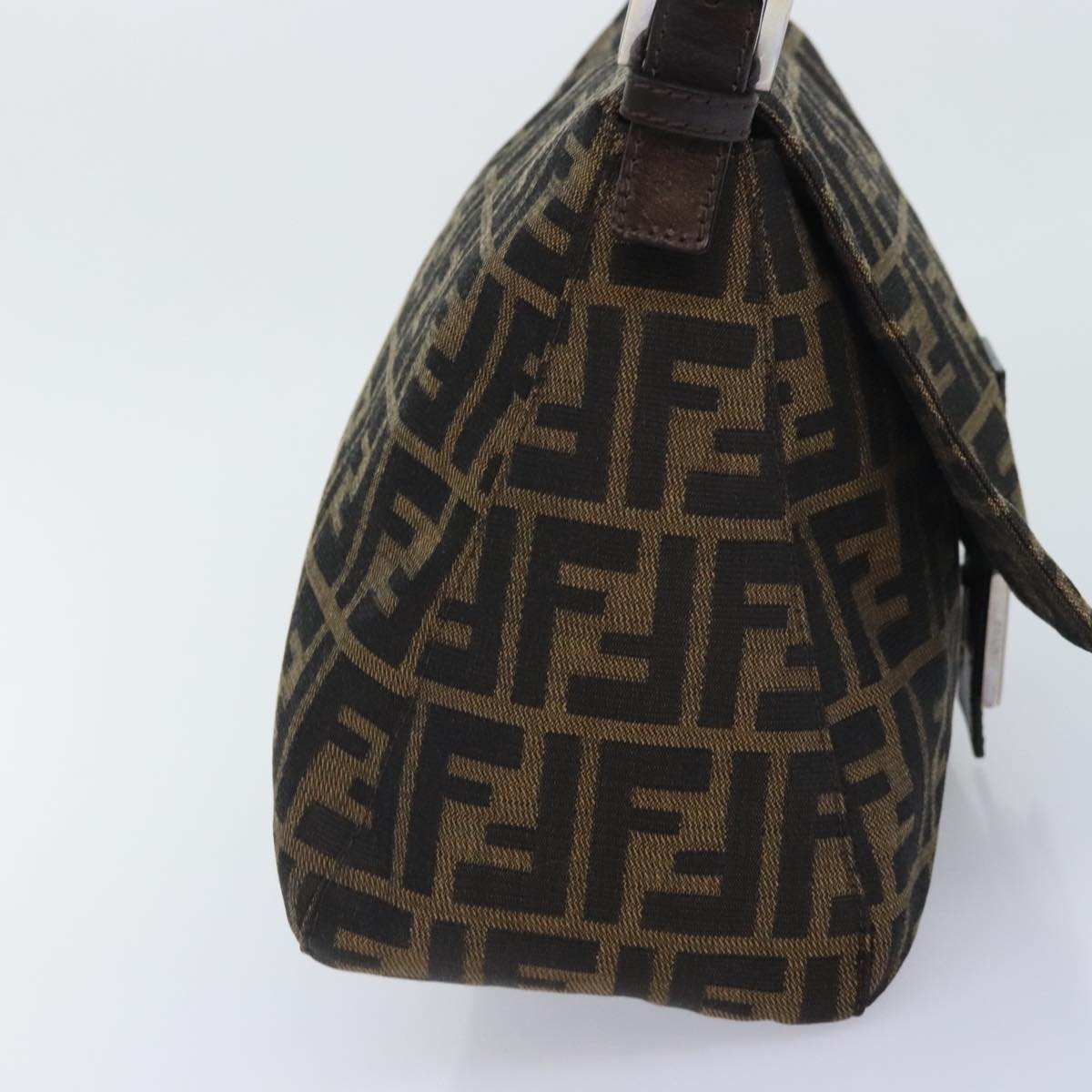 FENDI Zucca Canvas Mamma Baguette Shoulder Bag Brown Black Silveryk15310A