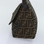FENDI Zucca Canvas Mamma Baguette Shoulder Bag Brown Black Silveryk15310A