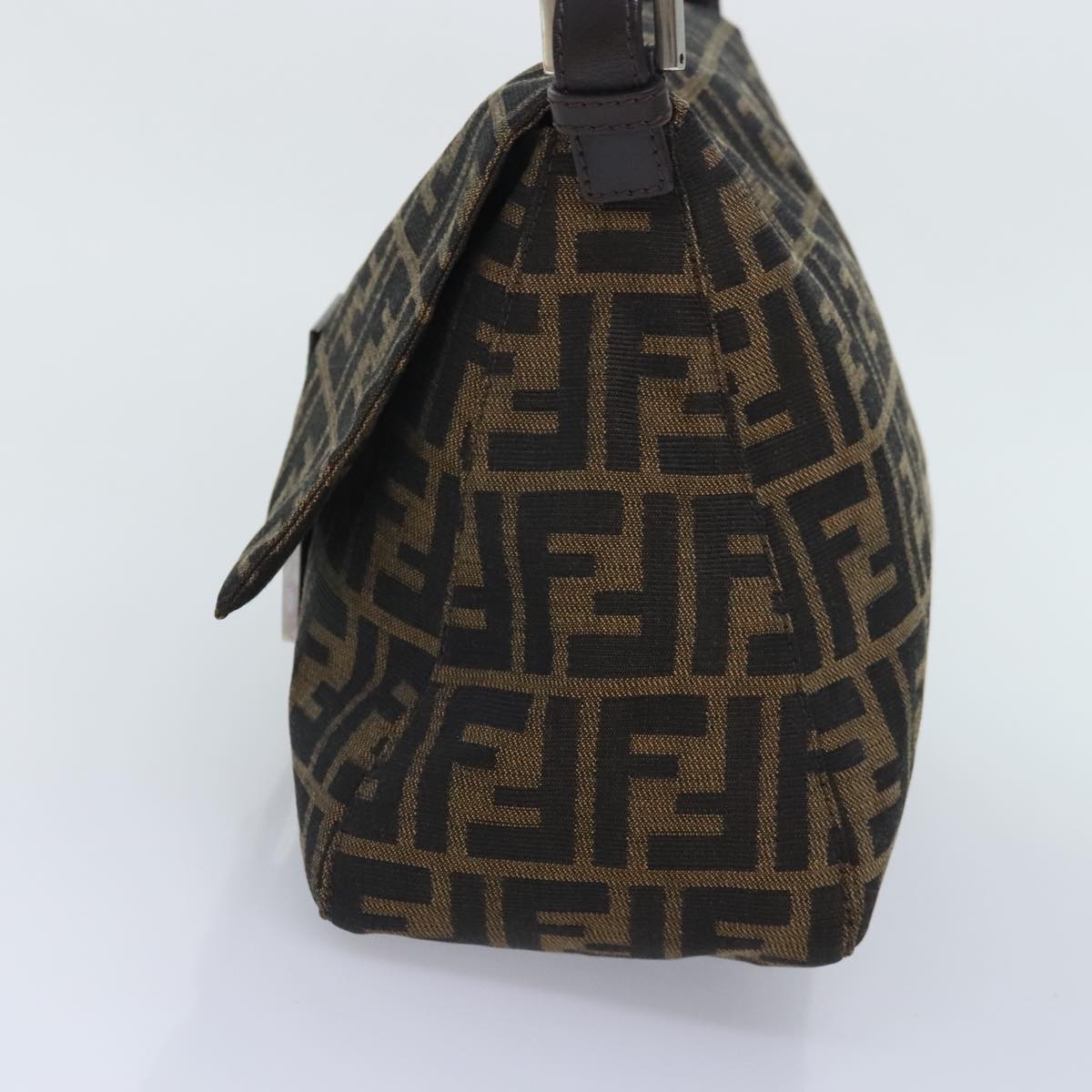 FENDI Zucca Canvas Mamma Baguette Shoulder Bag Brown Black Silveryk15310A