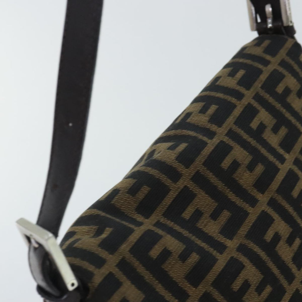 FENDI Zucca Canvas Mamma Baguette Shoulder Bag Brown Black Silveryk15310A