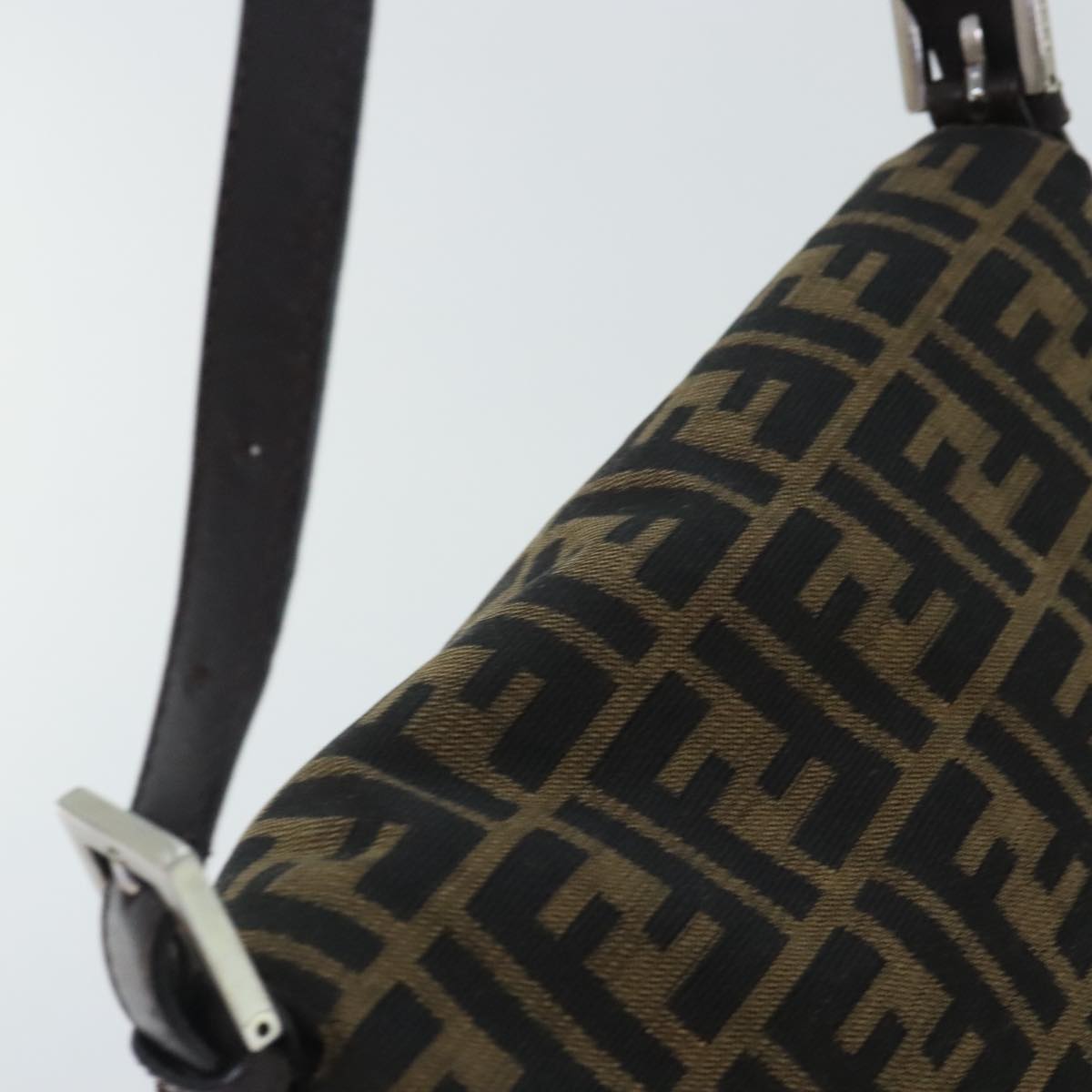 FENDI Zucca Canvas Mamma Baguette Shoulder Bag Brown Black Silveryk15310A