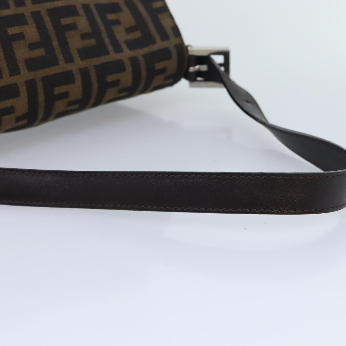 FENDI Zucca Canvas Mamma Baguette Shoulder Bag Brown Black Silveryk15310A