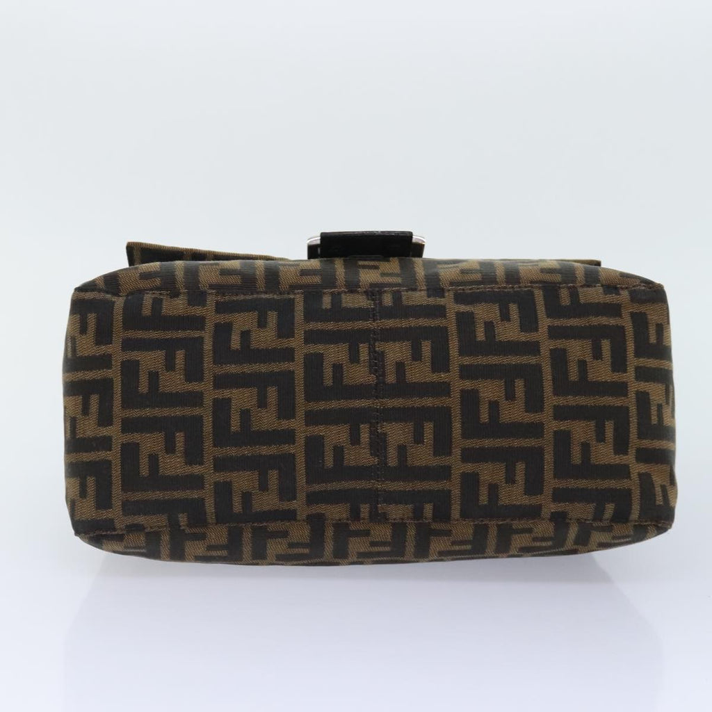 FENDI Zucca Canvas Mamma Baguette Shoulder Bag Brown Black Silveryk15310A