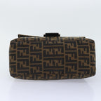 FENDI Zucca Canvas Mamma Baguette Shoulder Bag Brown Black Silveryk15310A