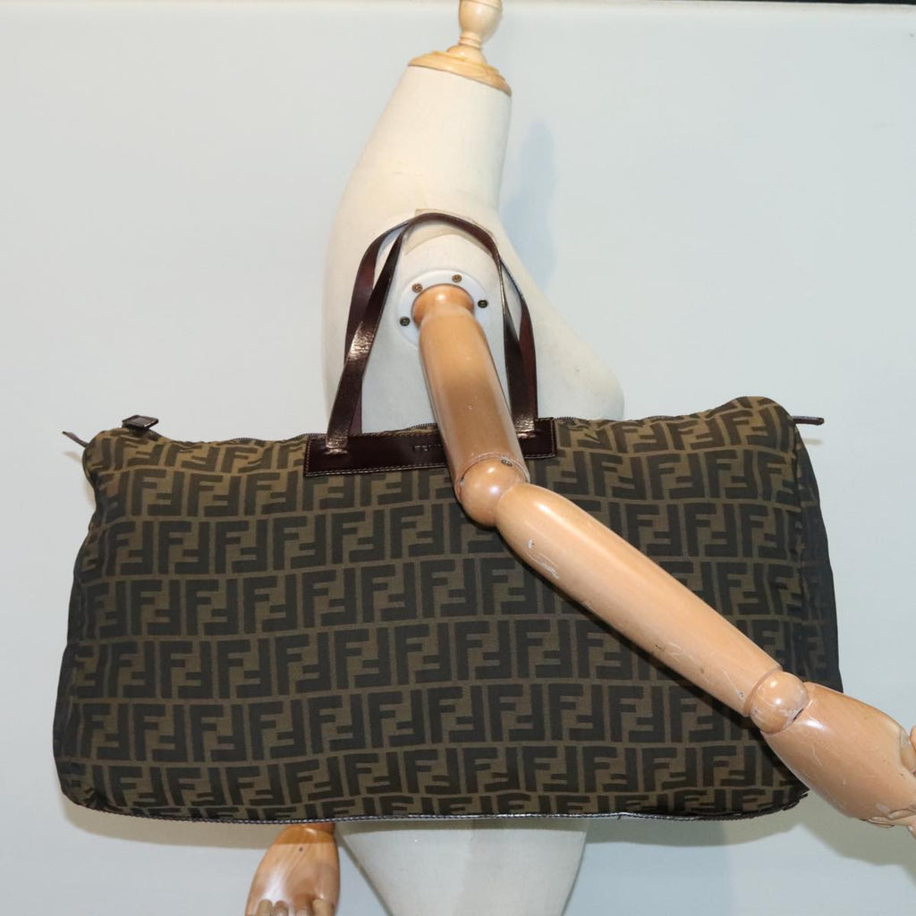 FENDI Zucca Canvas Boston Bag Brownyk15391