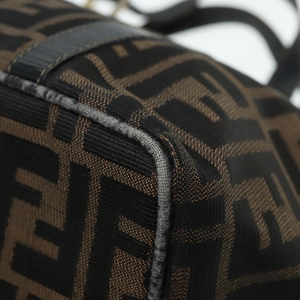 FENDI Zucca Canvas Mamma Baguette Hand Bag Black Gold Brownyk15394