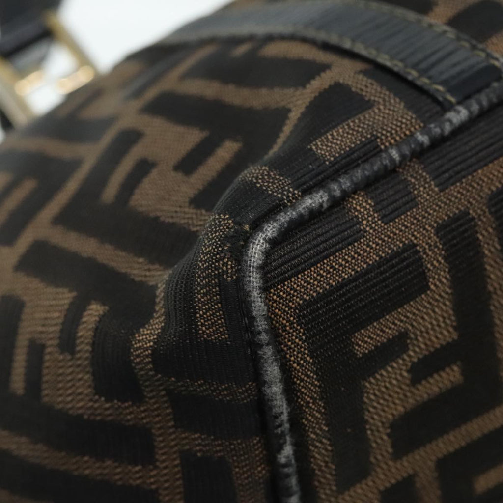 FENDI Zucca Canvas Mamma Baguette Hand Bag Black Gold Brownyk15394