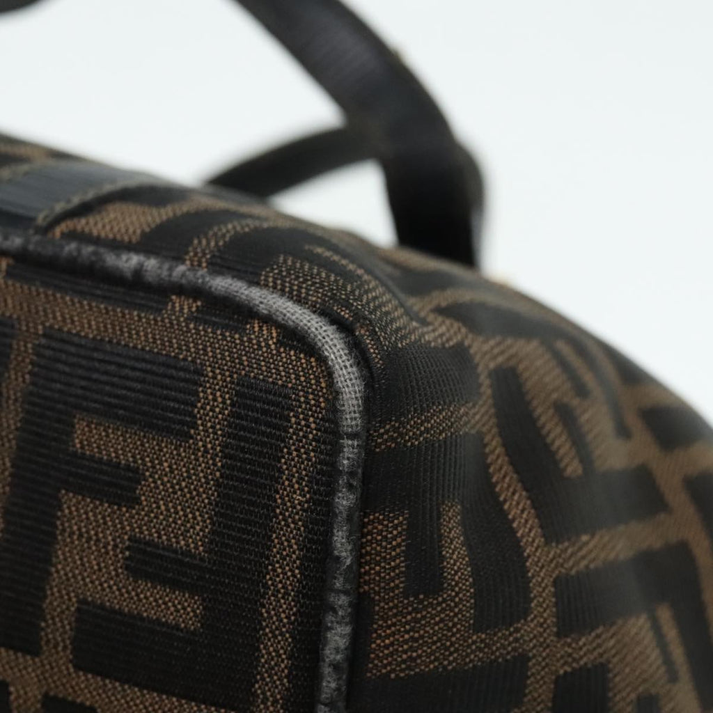 FENDI Zucca Canvas Mamma Baguette Hand Bag Black Gold Brownyk15394