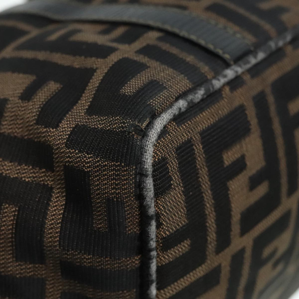 FENDI Zucca Canvas Mamma Baguette Hand Bag Black Gold Brownyk15394
