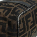 FENDI Zucca Canvas Mamma Baguette Hand Bag Black Gold Brownyk15394