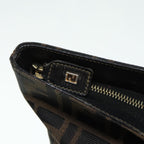 FENDI Zucca Canvas Mamma Baguette Hand Bag Black Gold Brownyk15394