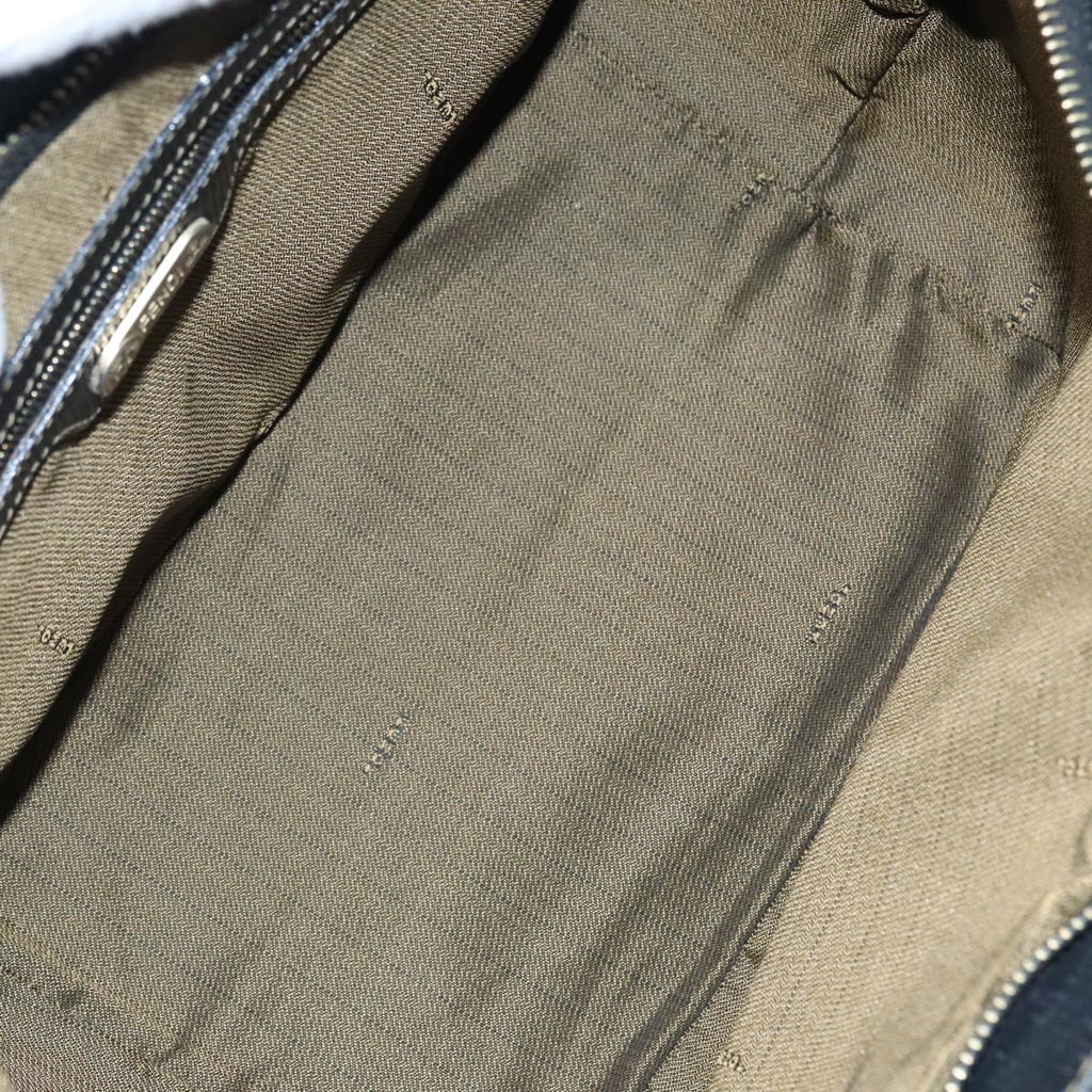 FENDI Zucca Canvas Mamma Baguette Hand Bag Black Gold Brownyk15394