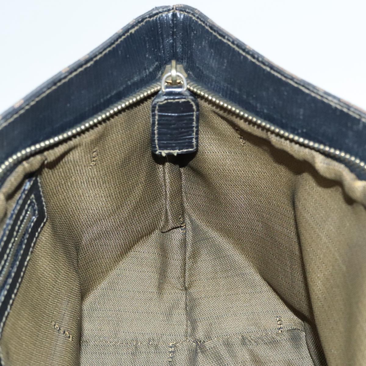 FENDI Zucca Canvas Mamma Baguette Hand Bag Black Gold Brownyk15394