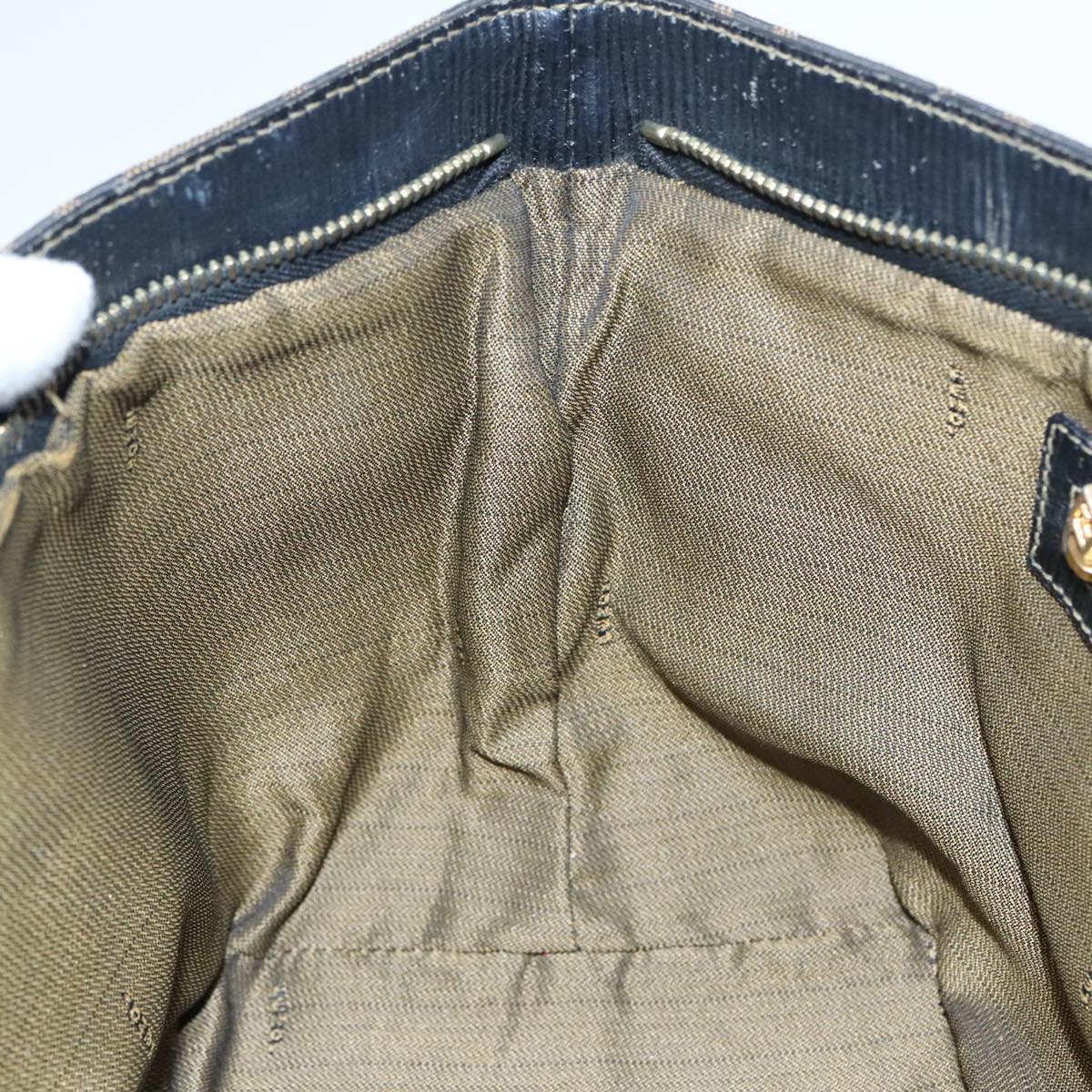 FENDI Zucca Canvas Mamma Baguette Hand Bag Black Gold Brownyk15394