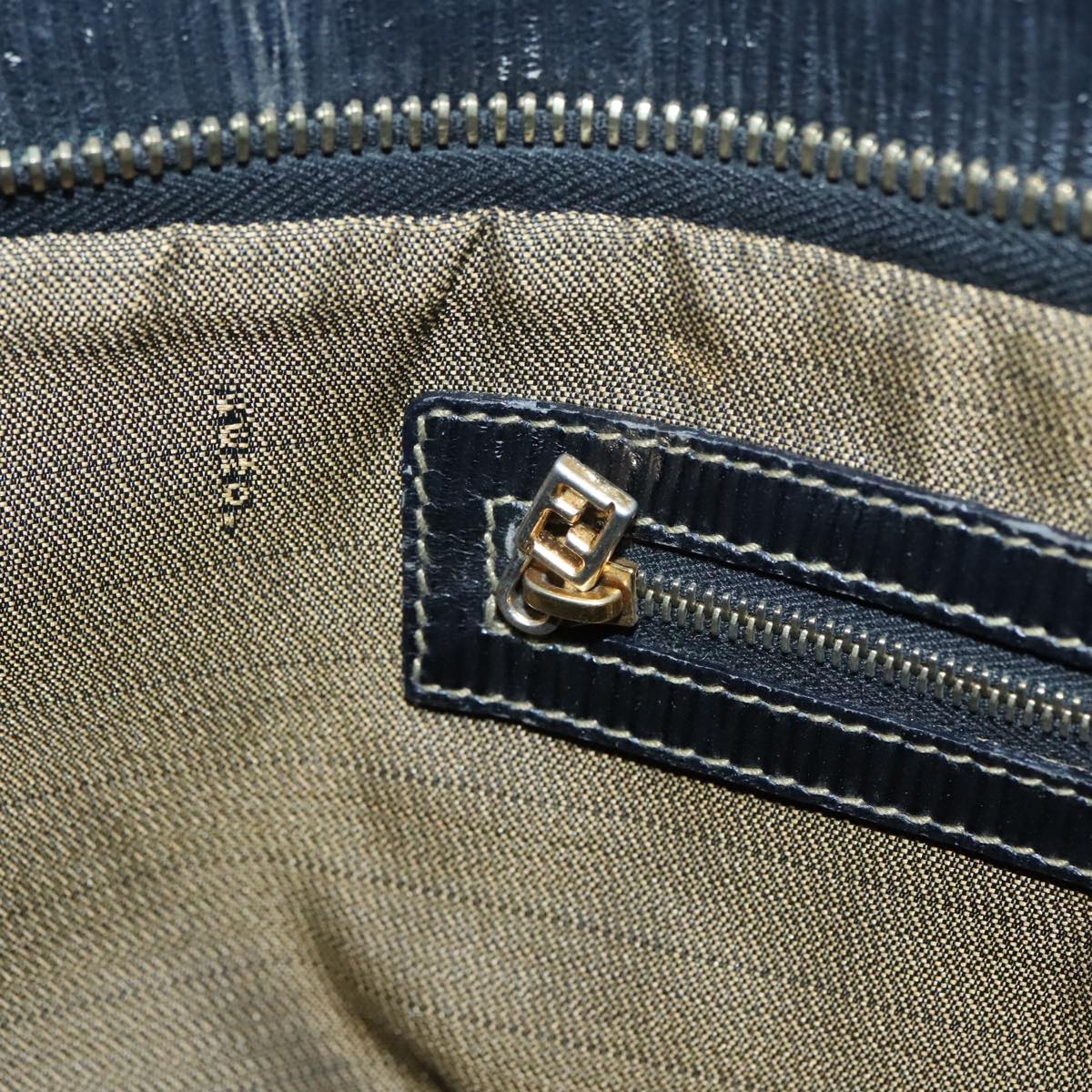 FENDI Zucca Canvas Mamma Baguette Hand Bag Black Gold Brownyk15394