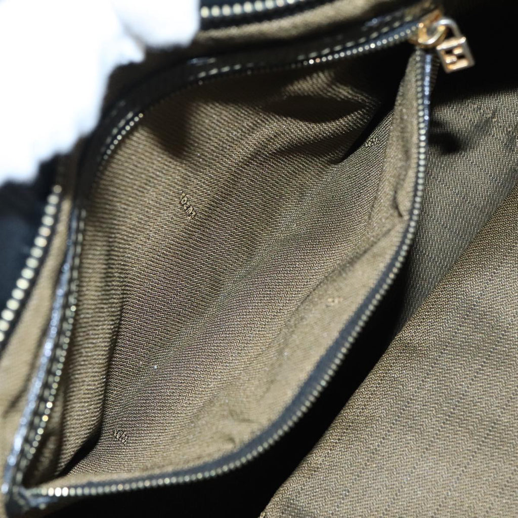 FENDI Zucca Canvas Mamma Baguette Hand Bag Black Gold Brownyk15394