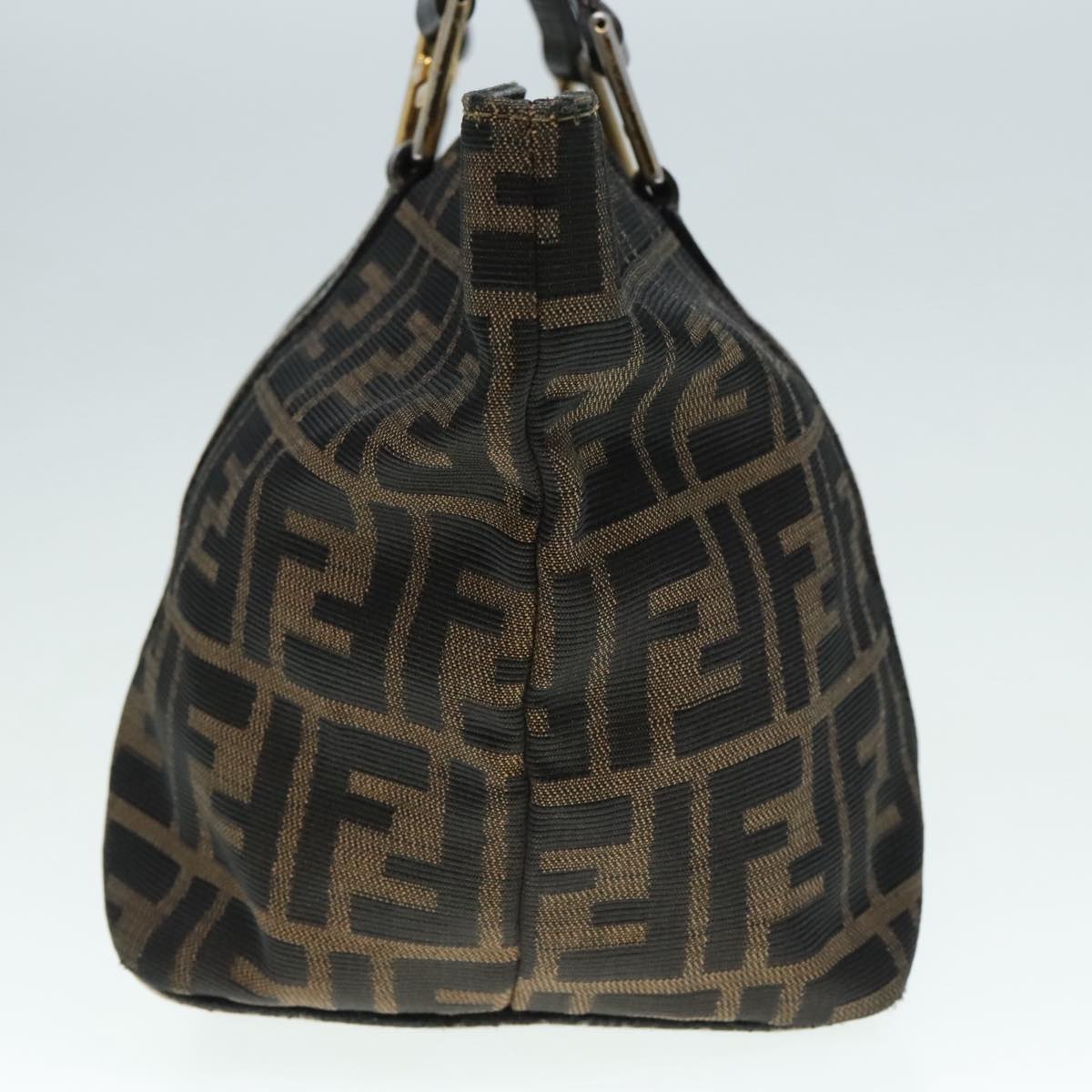 FENDI Zucca Canvas Mamma Baguette Hand Bag Black Gold Brownyk15394