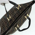 FENDI Zucca Canvas Mamma Baguette Hand Bag Black Gold Brownyk15394