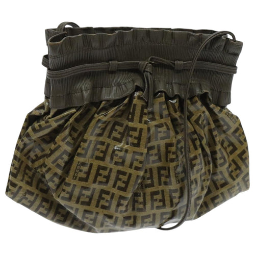 FENDI Zucchino Canvas Shoulder Bag Vintage Beigeyk15431