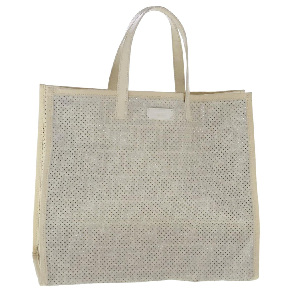 FENDI Zucca Canvas Punching Tote Bag Whiteyk15523