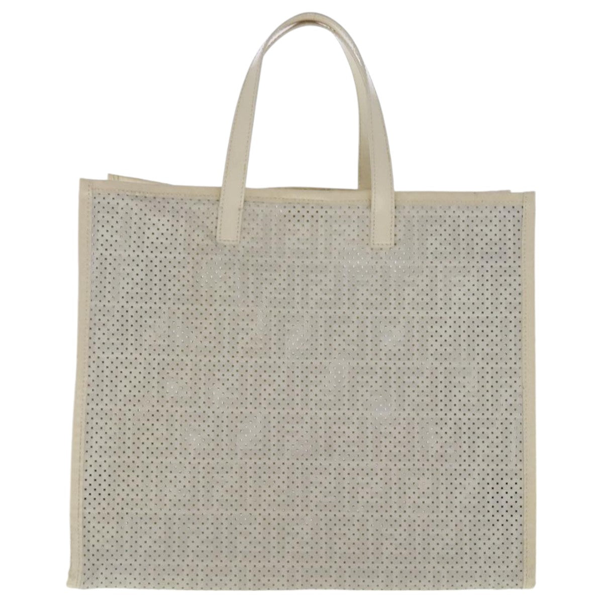 FENDI Zucca Canvas Punching Tote Bag Whiteyk15523