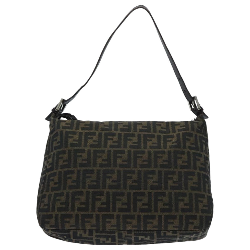 FENDI Zucca Canvas Mamma Baguette Shoulder Bag Brown Black Silveryk15544