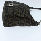 FENDI Zucca Canvas Mamma Baguette Shoulder Bag Brown Black Silveryk15544