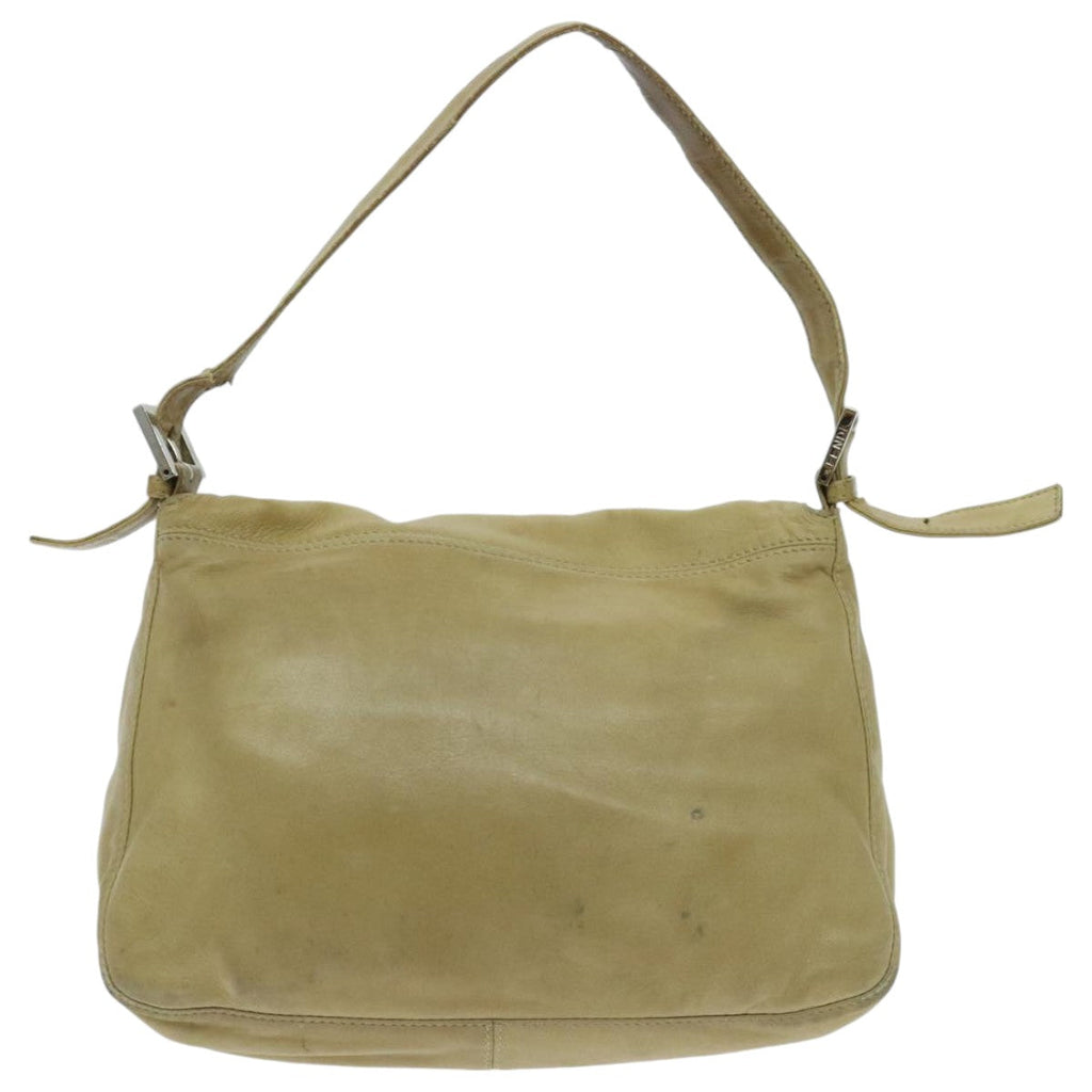 FENDI Mamma Baguette Shoulder Bag Leather Beigeyk15554