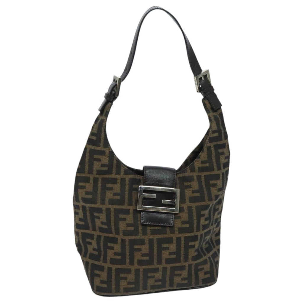 FENDI Zucca Canvas Mamma Baguette Shoulder Bag Brownyk15584