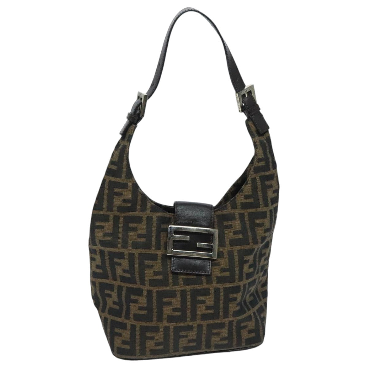 FENDI Zucca Canvas Mamma Baguette Shoulder Bag Brownyk15584