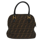 FENDI Zucca Canvas Hand Bag Brown Black goldyk15834