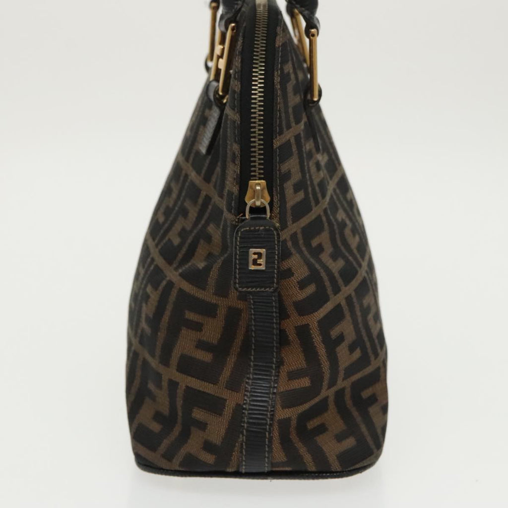 FENDI Zucca Canvas Hand Bag Brown Black goldyk15834