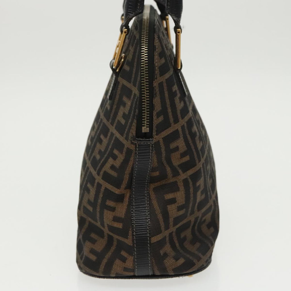 FENDI Zucca Canvas Hand Bag Brown Black goldyk15834