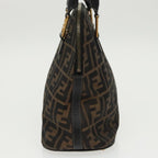 FENDI Zucca Canvas Hand Bag Brown Black goldyk15834