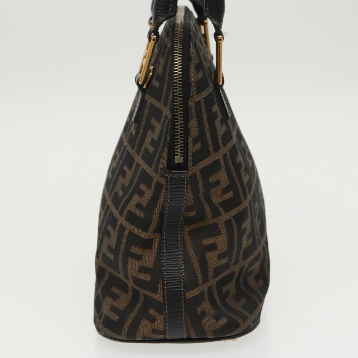 FENDI Zucca Canvas Hand Bag Brown Black goldyk15834