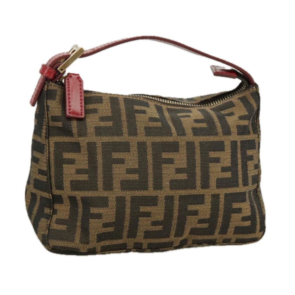 FENDI Zucca Canvas Hand Bag Brown Black goldyk15970