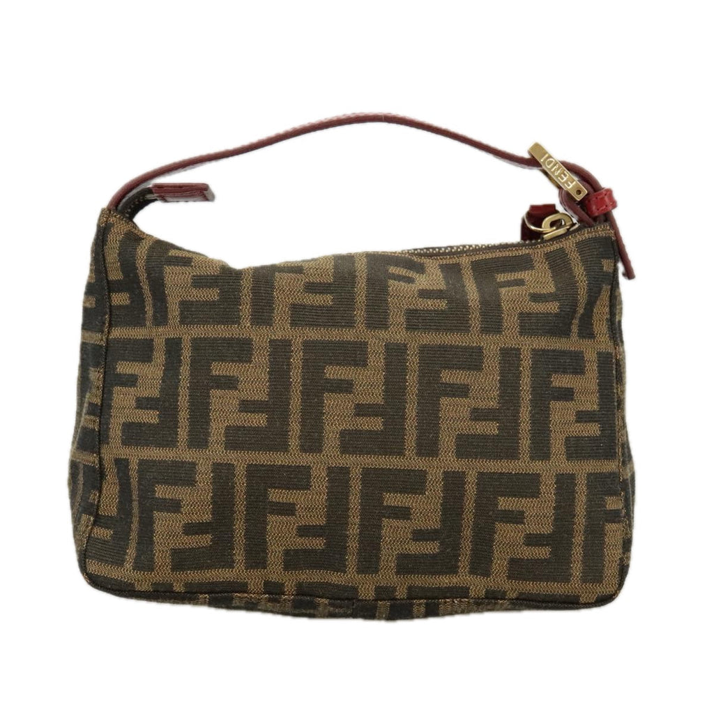 FENDI Zucca Canvas Hand Bag Brown Black goldyk15970