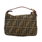 FENDI Zucca Canvas Hand Bag Brown Black goldyk15970